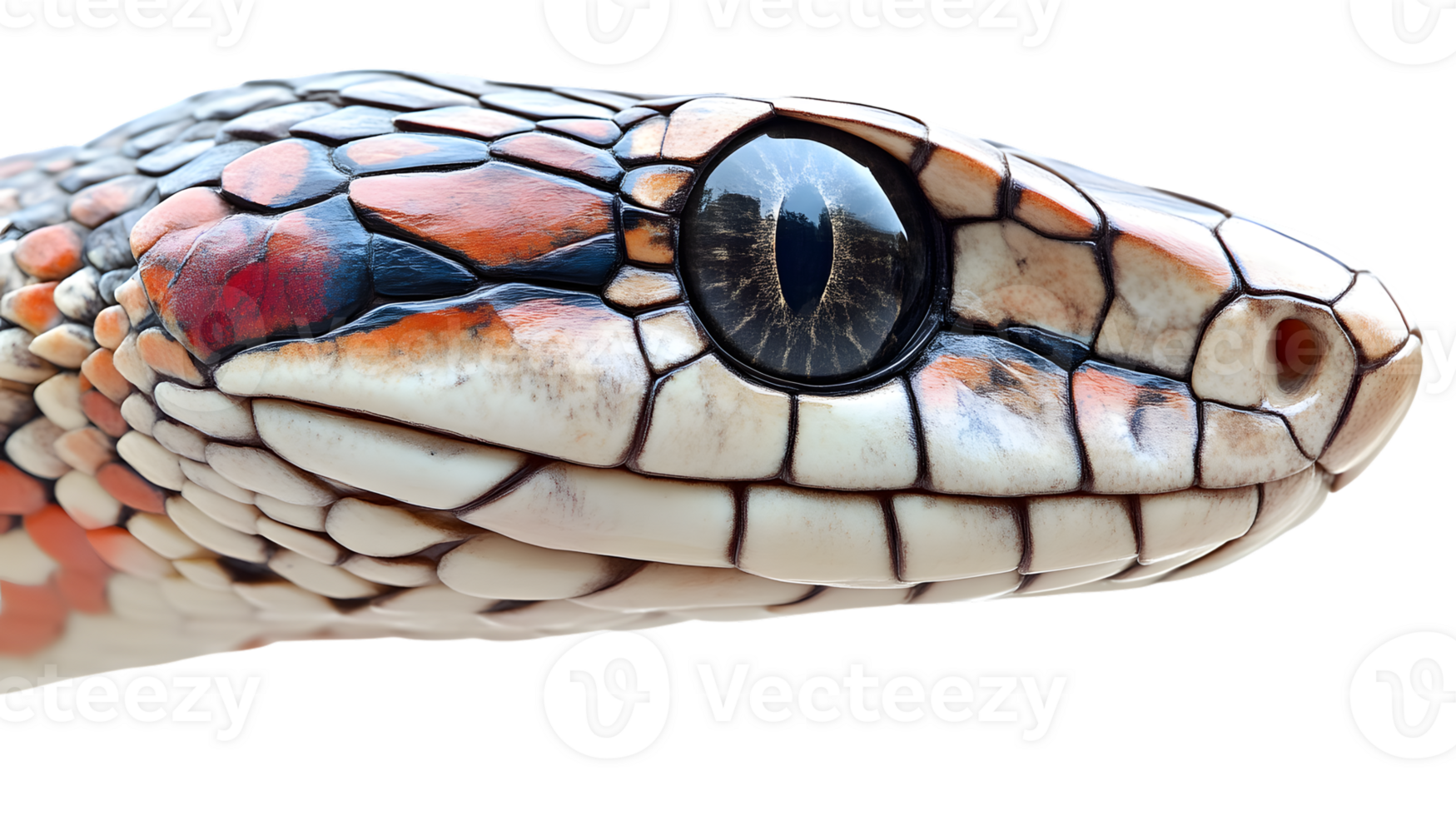 Closeup of a snakes head reptile scales colorful serpent eye wildlife detail png