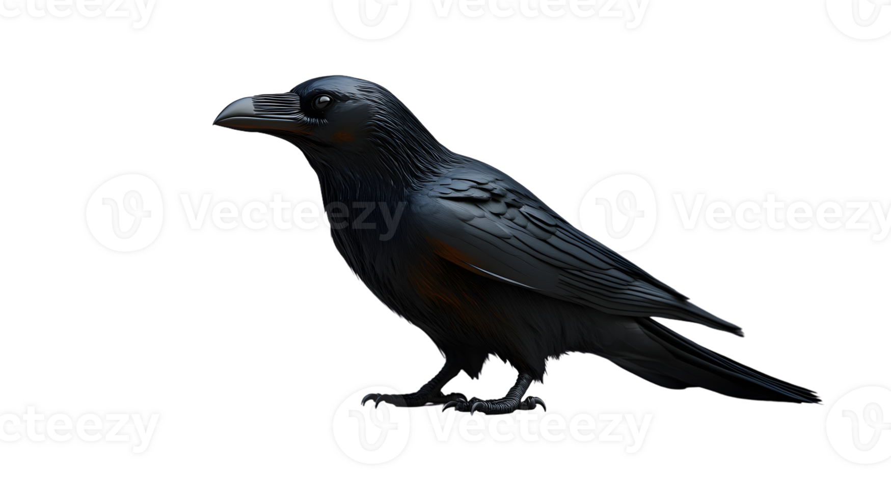 Detailed Illustration of a Crow in Profile View Featuring Intricate Feather Patterns and Expre png