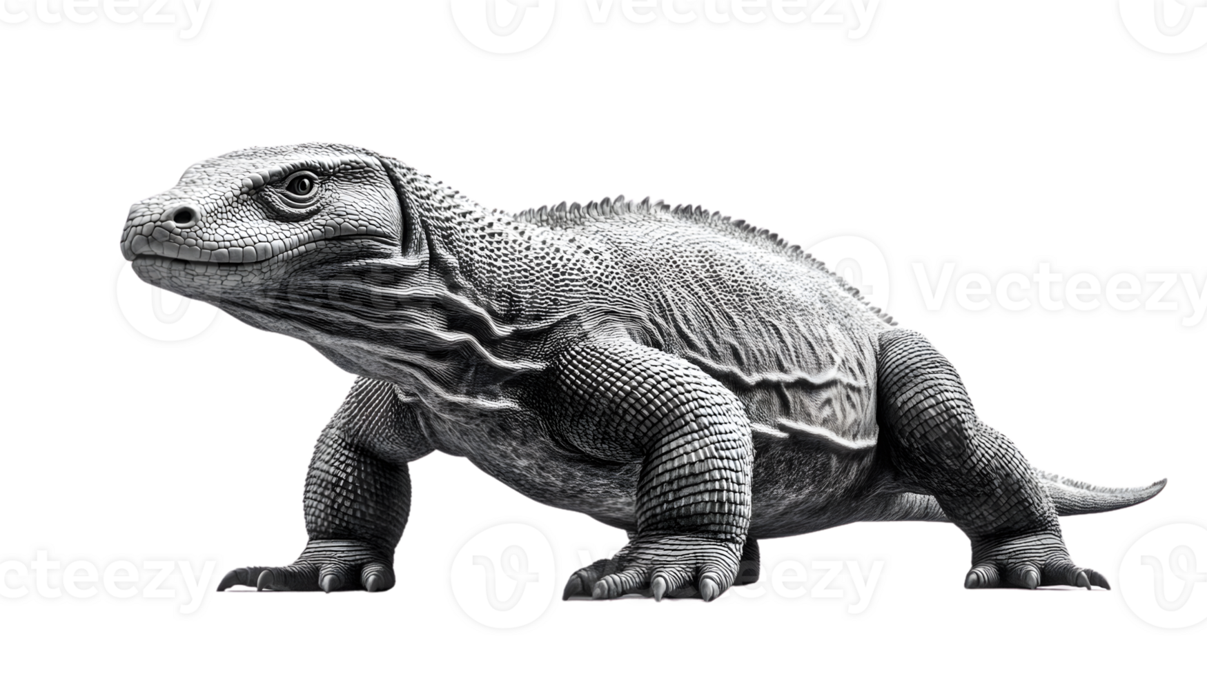 Detailed Illustration of a Prehistoric Reptile in Monochrome Perfect for Educational and Desig png