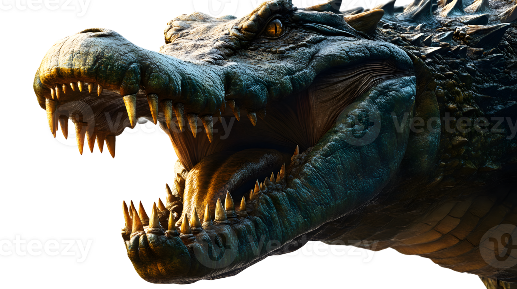 Digital painting of a fantasy crocodile sharp teeth dark background png