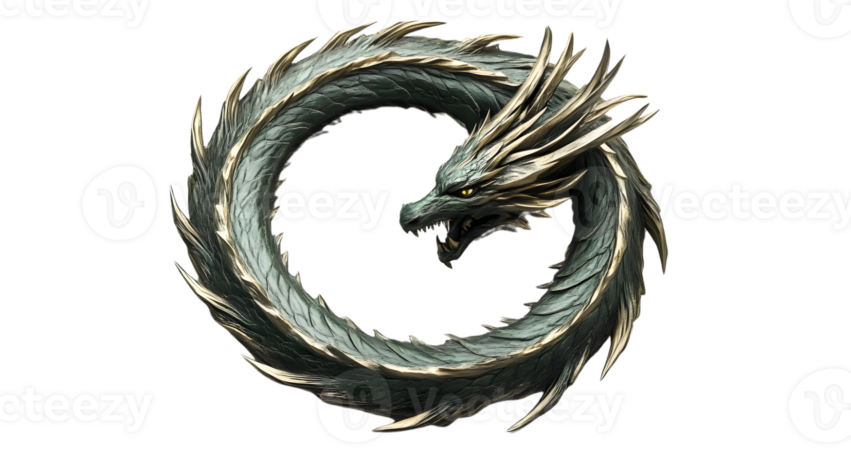 Elegant Serpent Coiled in a Mystical Spiral Featuring Intricate Scales and Golden Highlights f png