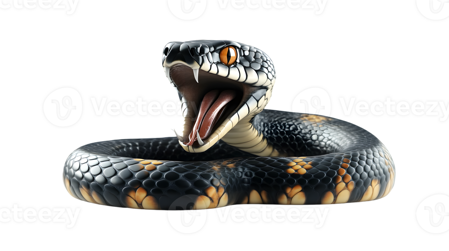 Fierce Snake with Open Mouth Detailed Scales and Striking Eyes for Wildlife Danger and Natu png