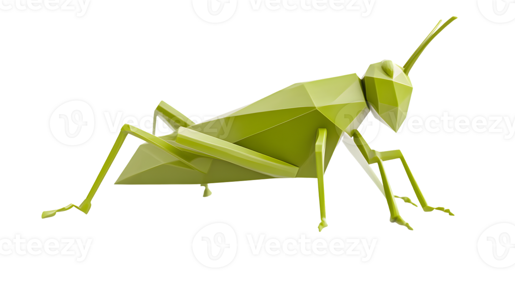 Geometric Insect Design Modern 3D Rendering of a Grasshopper with Abstract Shapes and Vibrant png