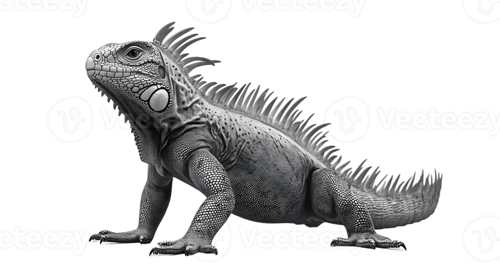 Gray Iguana Lizard Reptile Profile View Scaly Skin Texture Wildlife Photography png