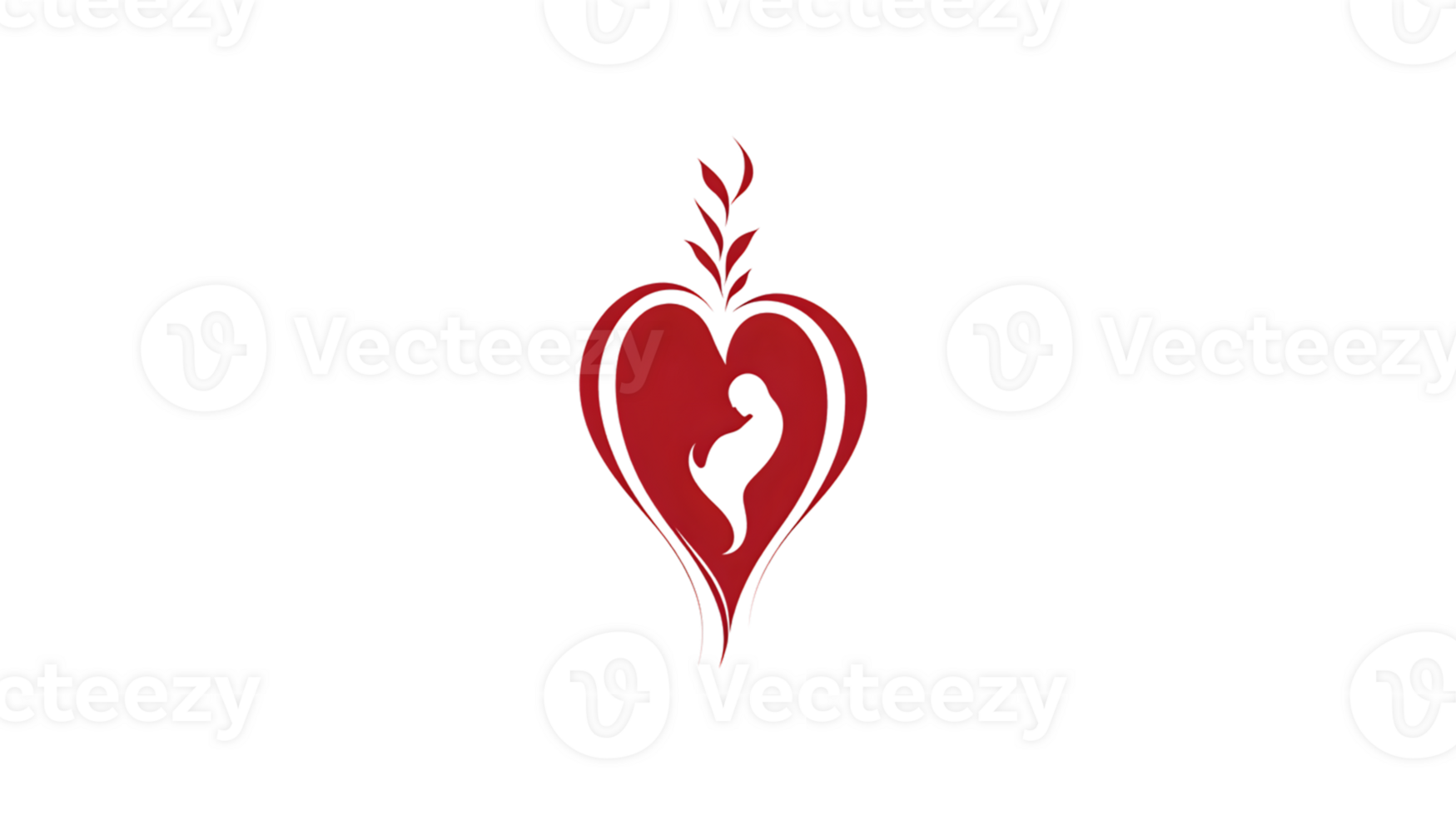 Heart with Embracing Figures and Sprouting Leaves Symbol of Love Unity and Growth png