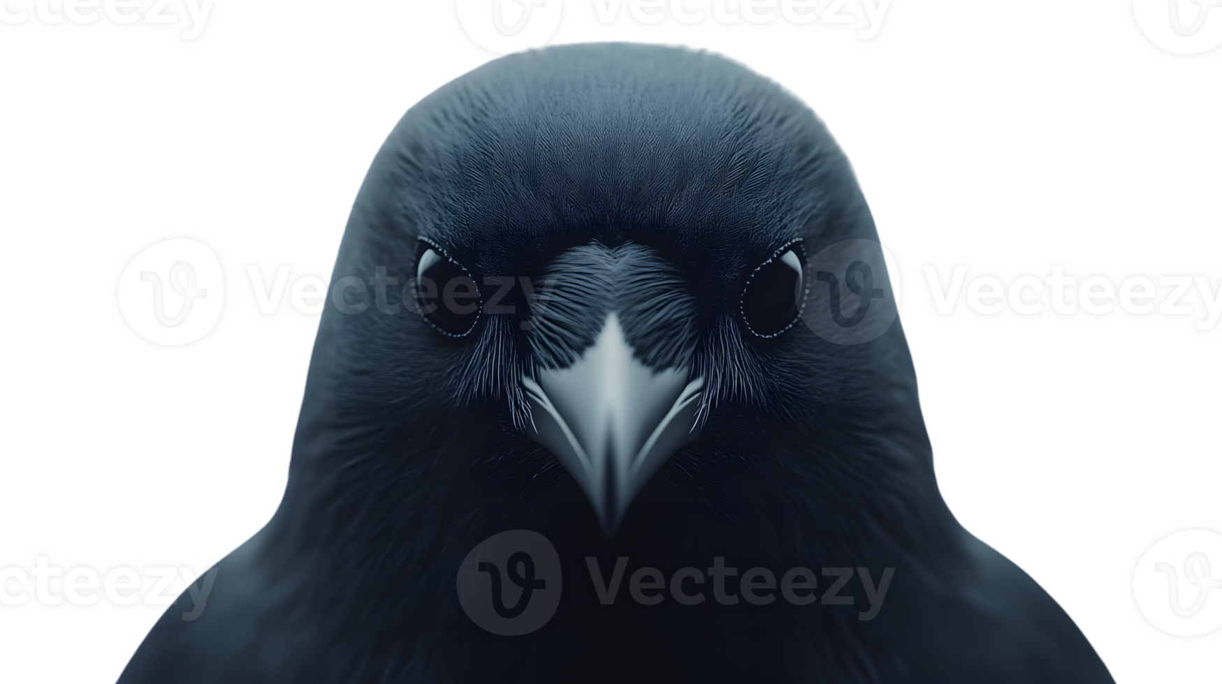 Intense Gaze of a Dark Feathered Bird with Detailed Plumage and Sharp Features png