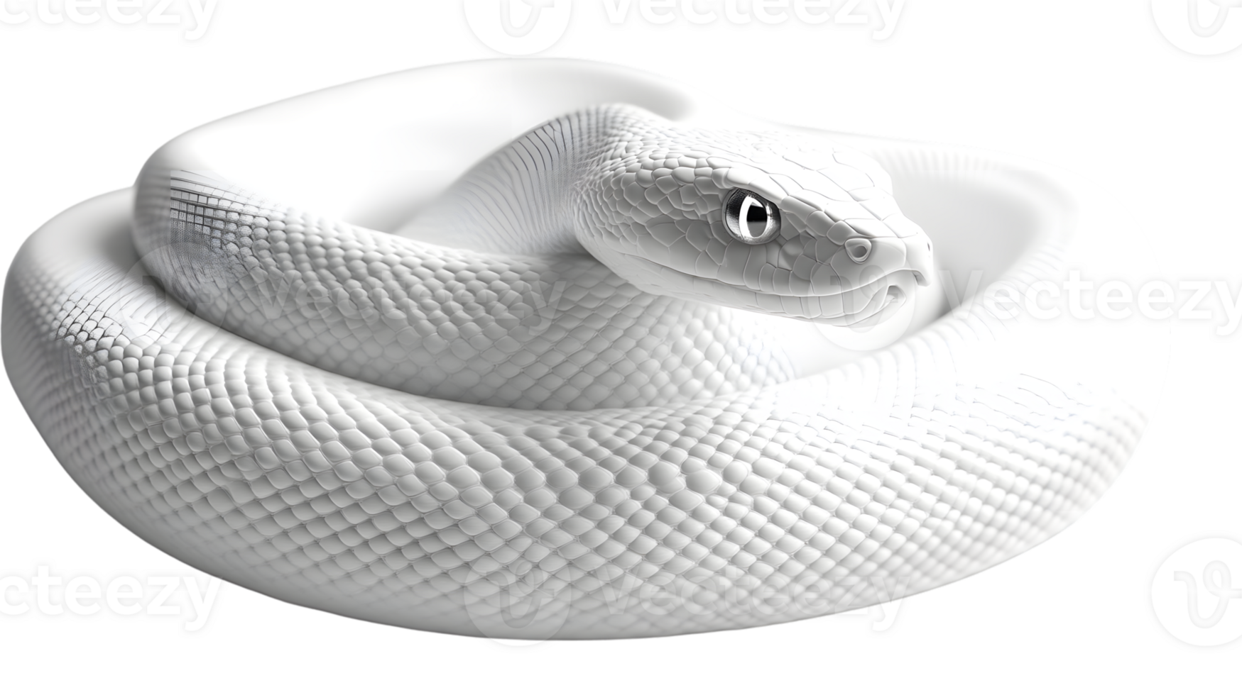 Monochrome Serpent Coiled in Elegance A Detailed White Snake Image for Design and Artistic Pro png