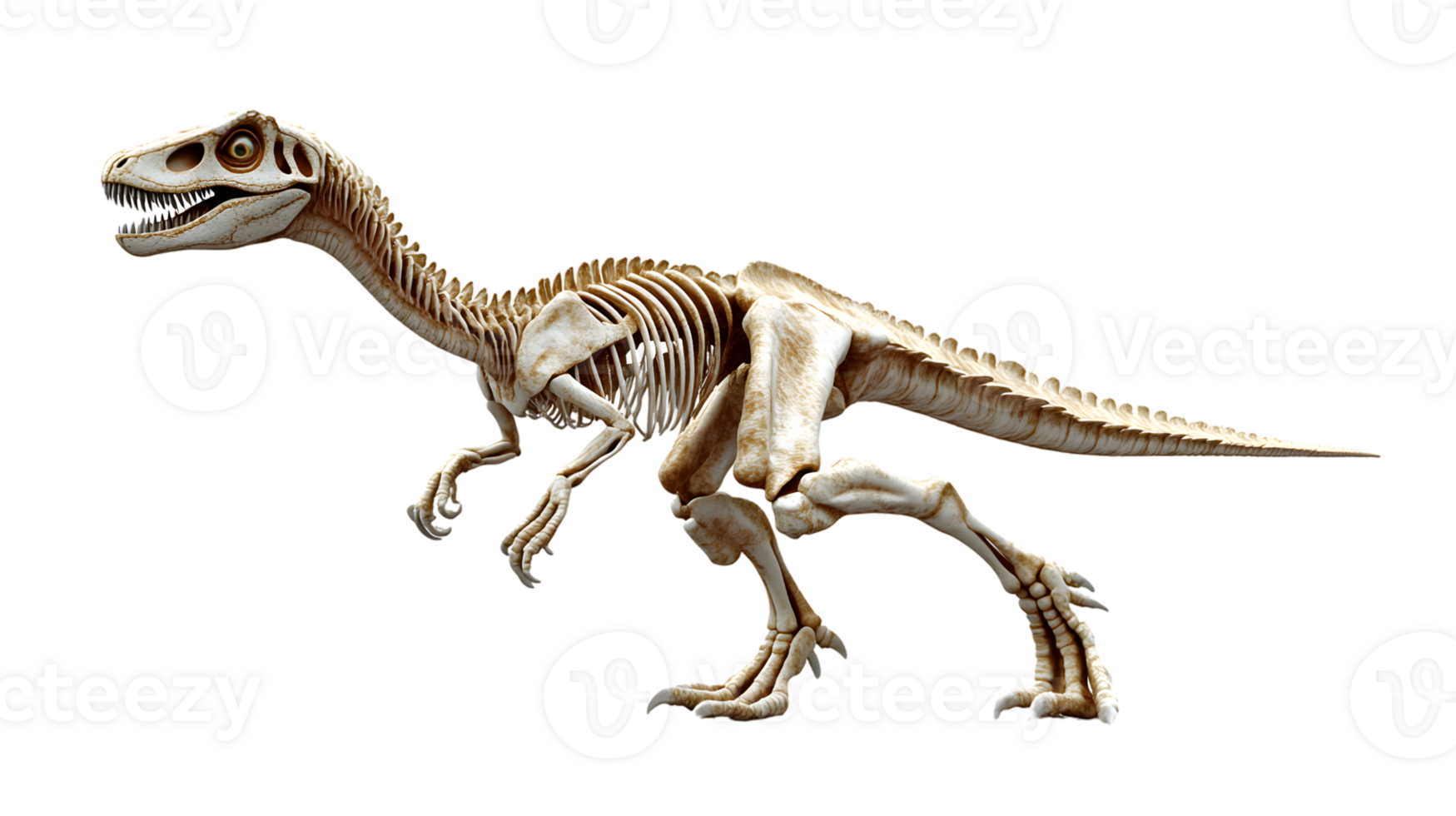 Prehistoric Predator Skeleton Detailed Dinosaur Fossil Displaying Sharp Teeth and Powerful Lim png