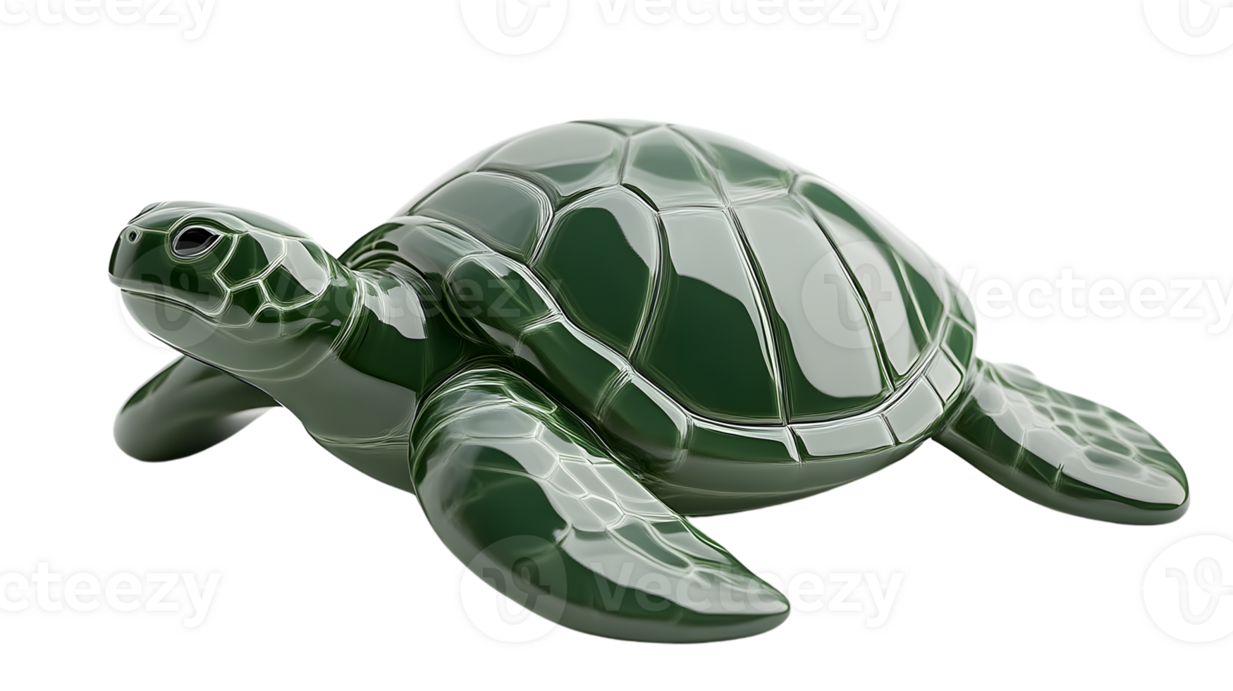 Sea Turtle Green Shell 3D Render Glossy Finish Wildlife Animal Nature Aquatic Ocean Re png