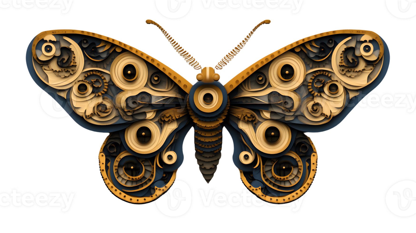Steampunk Butterfly Design intricate gears and patterns abstract insect art illustration png