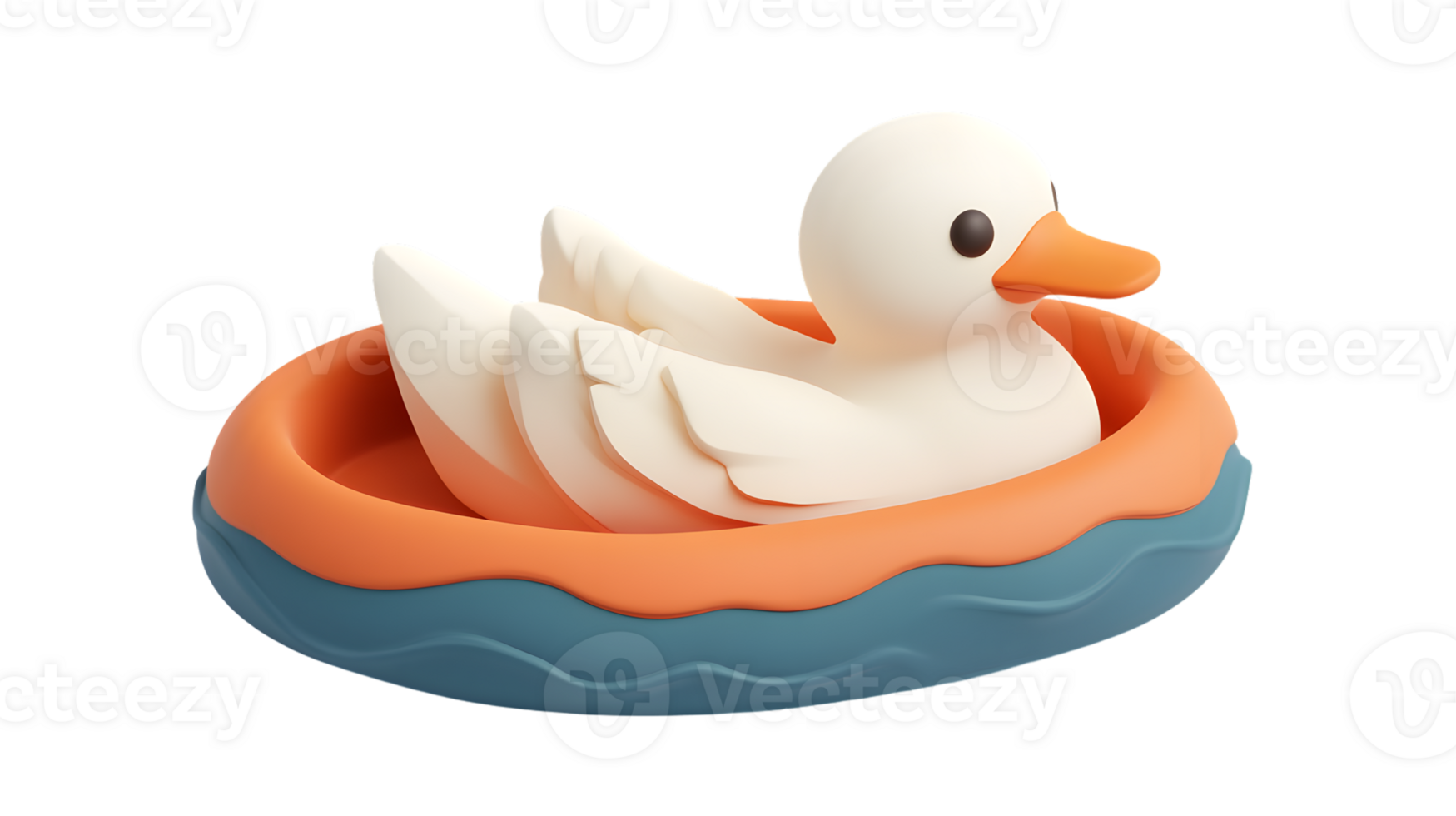 Stylized Duck Floating in Water Minimalist Design for Modern Decor and Illustrations png