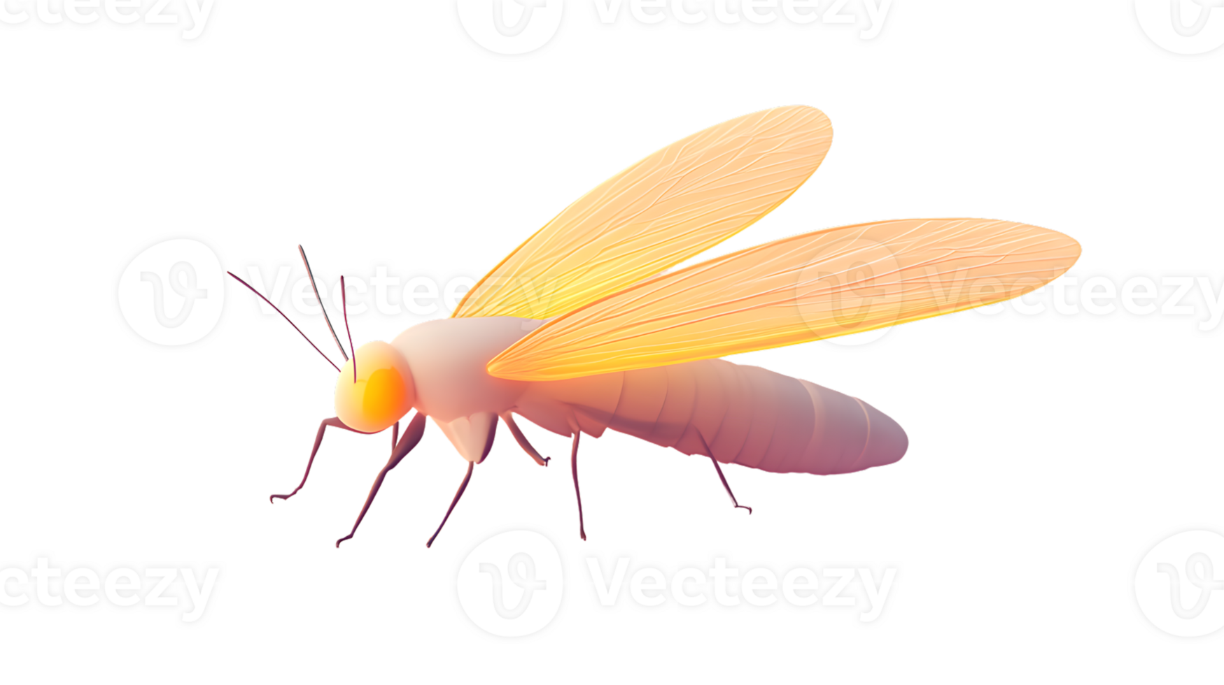 Stylized Insect with Transparent Wings Digital Art Illustration Nature Theme png