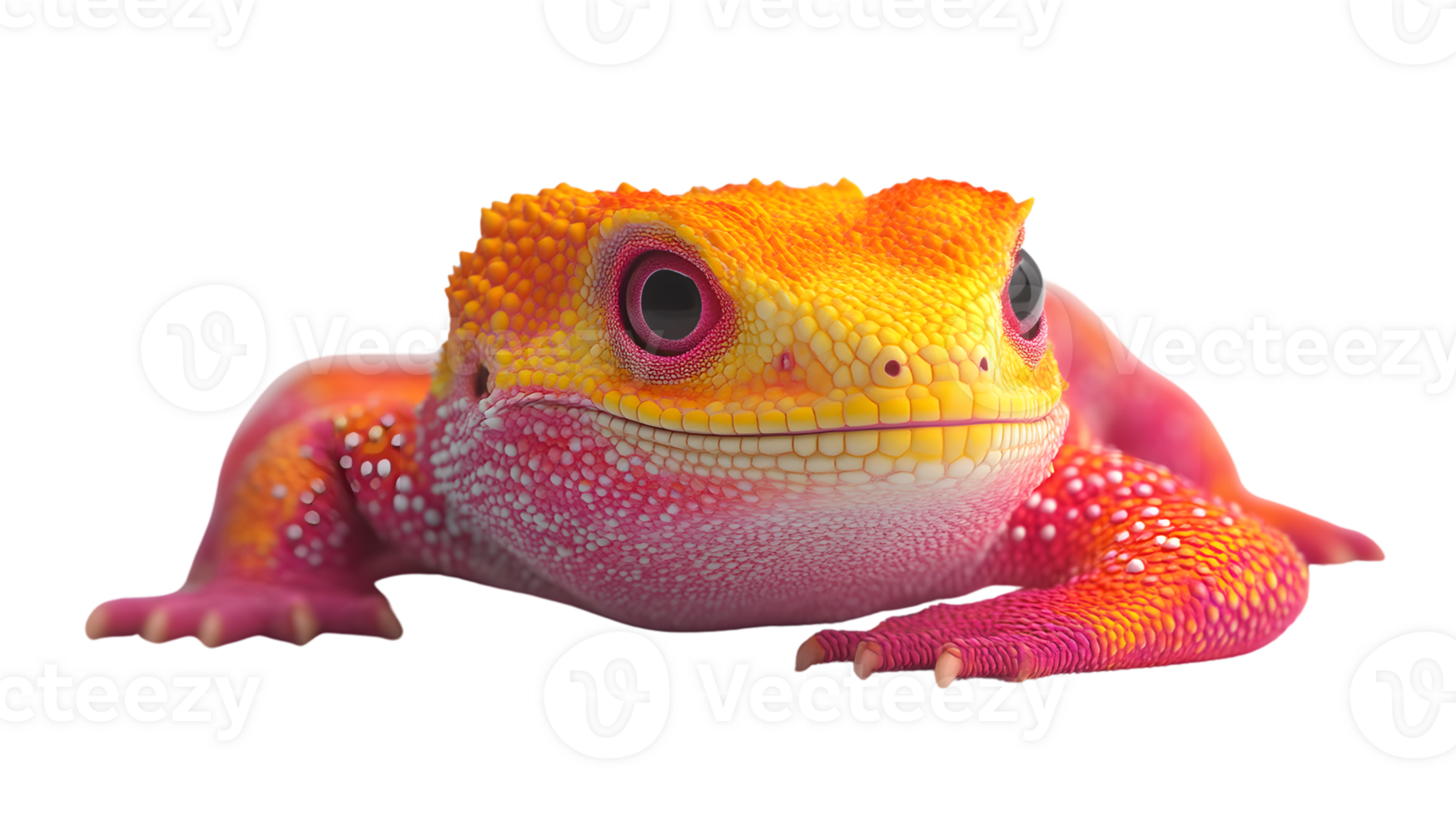 Vibrant Bearded Dragon with Pink and Orange Scales Perfect for Nature and Wildlife Themes png