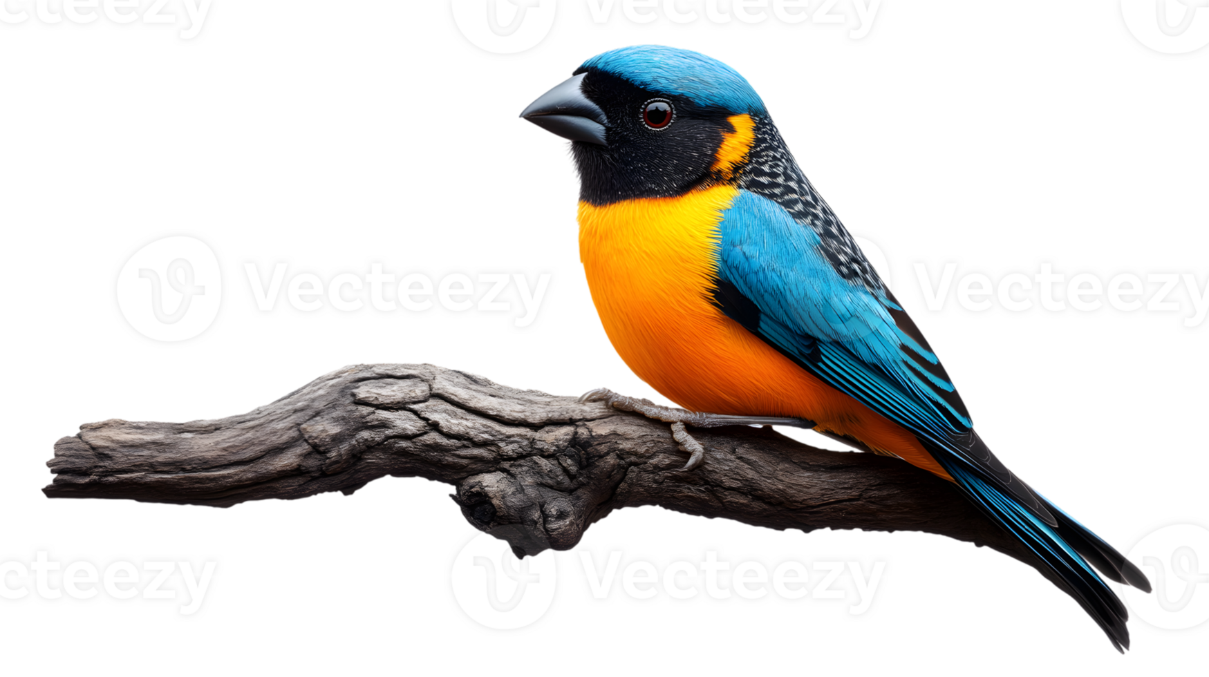Vibrant Bird Perched on a Branch with Stunning Blue and Orange Feathers Ideal for Nature and W png