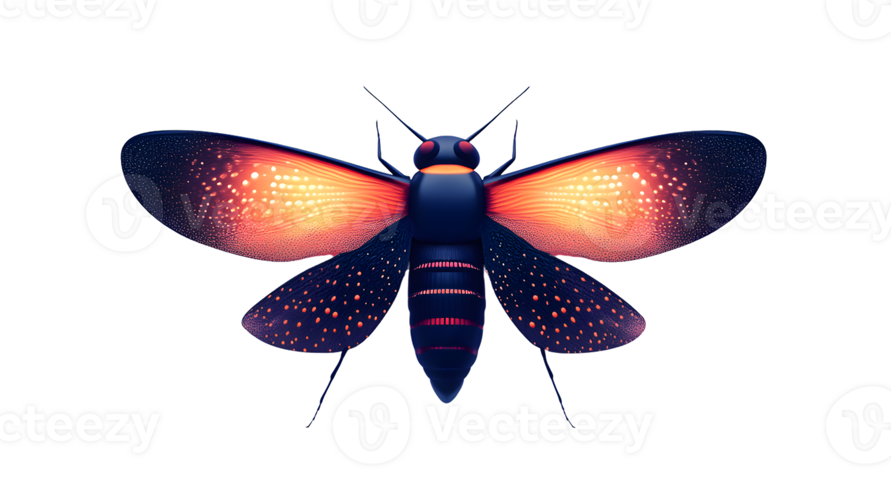 Vibrant Insect with Glowing Wings A Stunning Illustration for Nature and Design Projects png