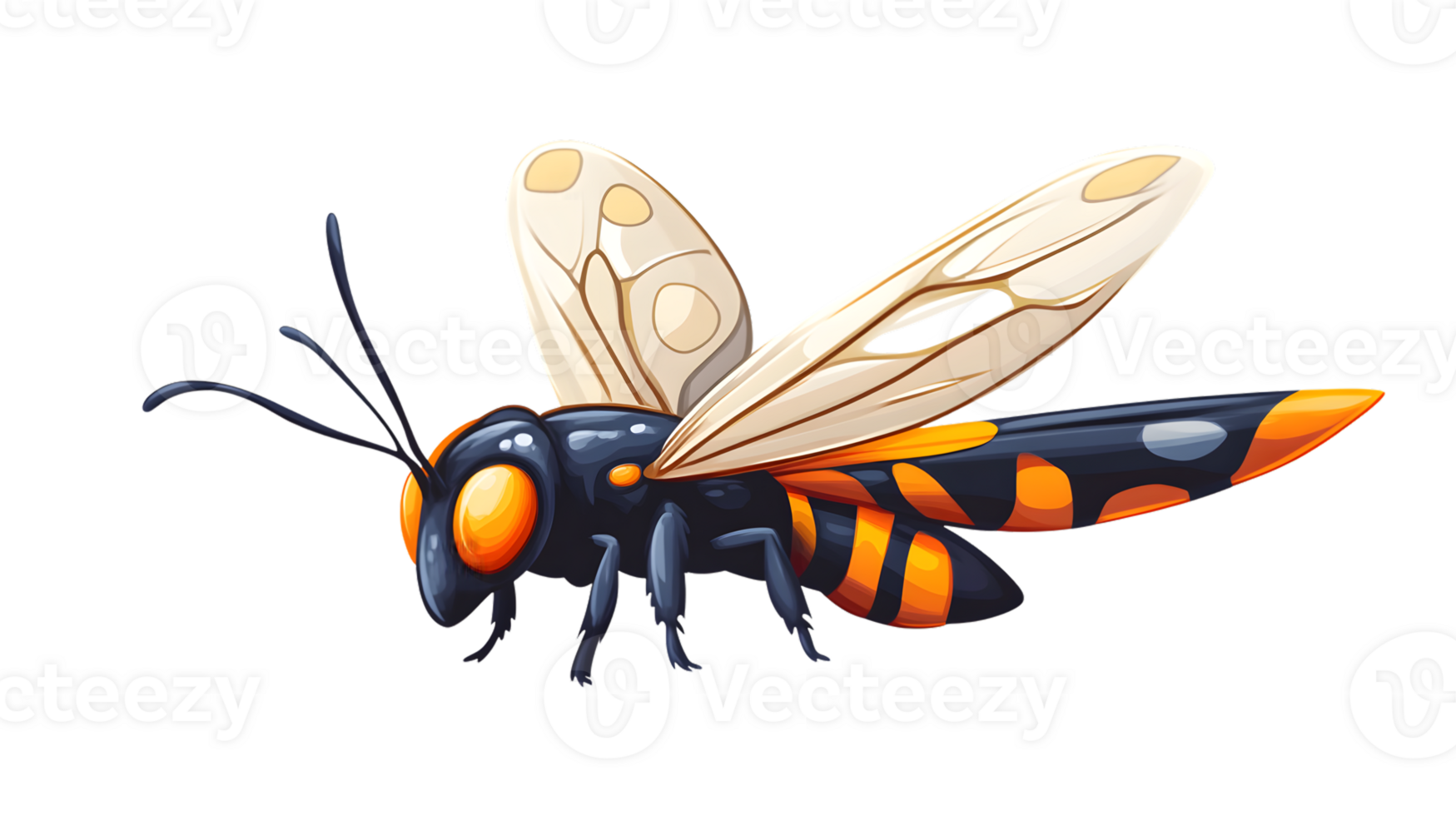 Vibrant Insect with Striking Orange and Black Patterns Detailed Wings Perfect for Nature and png