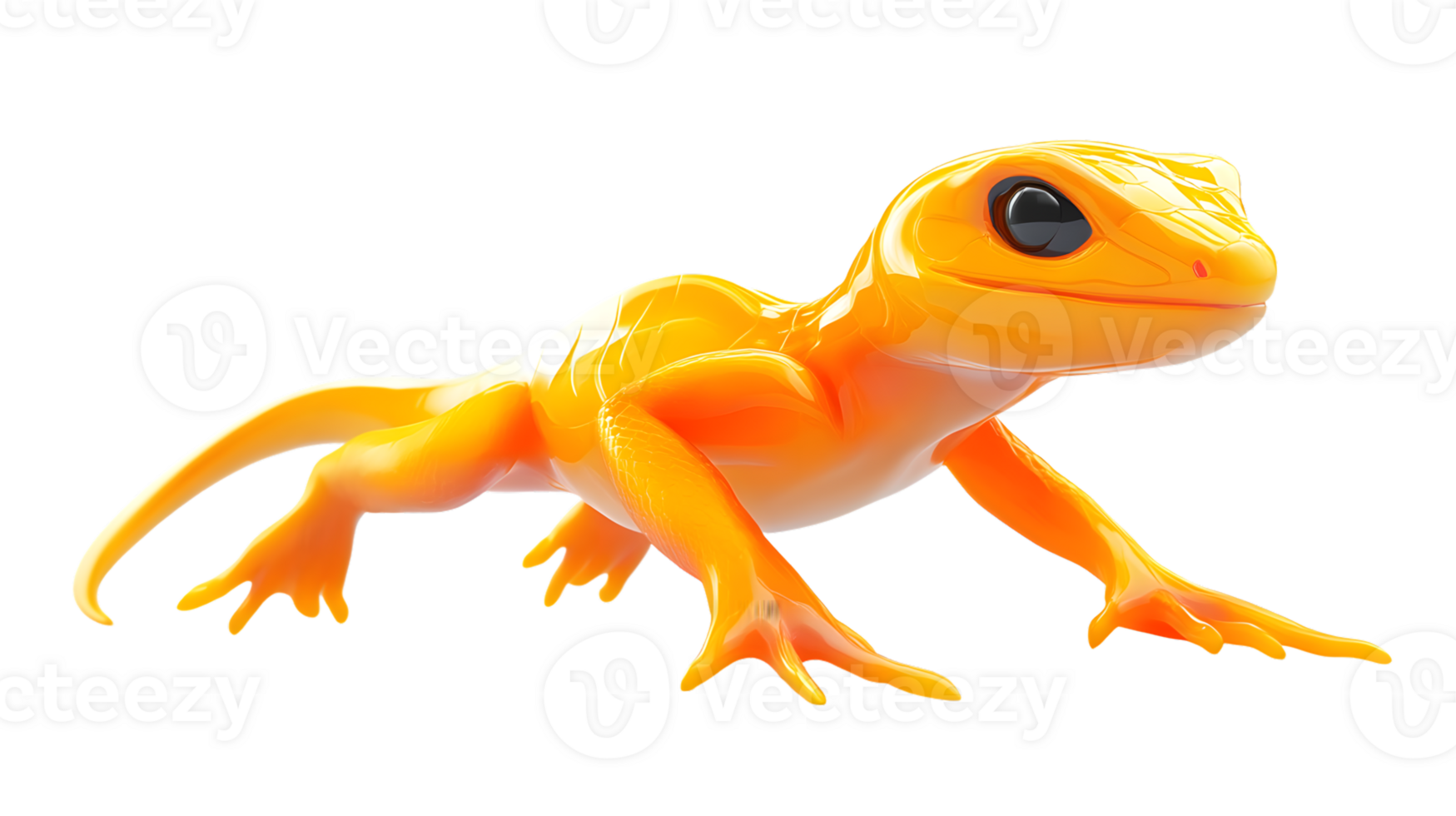 Vibrant Orange Lizard with Detailed Scales and Expressive Eyes Perfect for Wildlife Nature a png