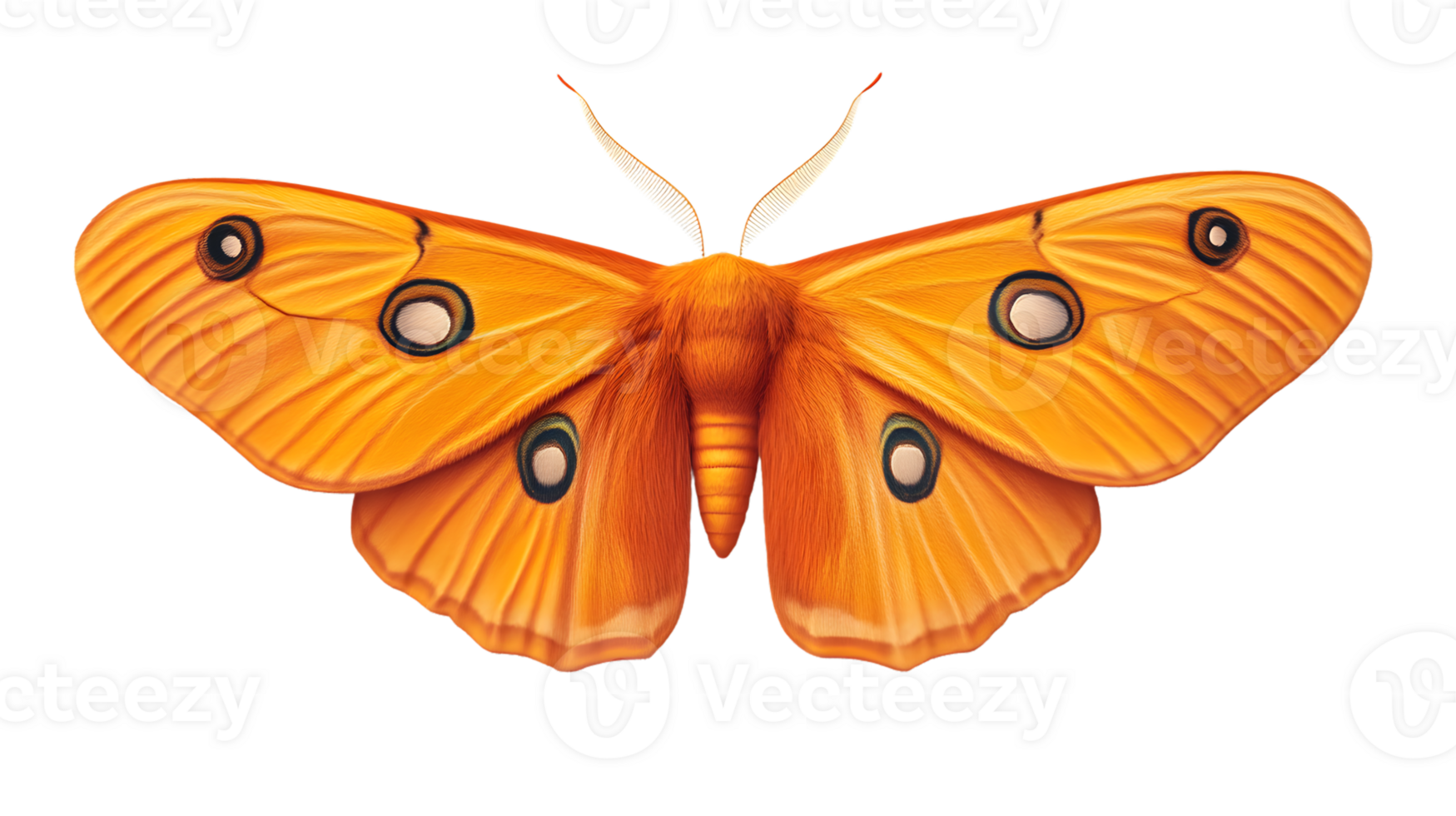 Vibrant Orange Moth with Intricate Wing Patterns Detailed Illustration for Nature and Wildlife png