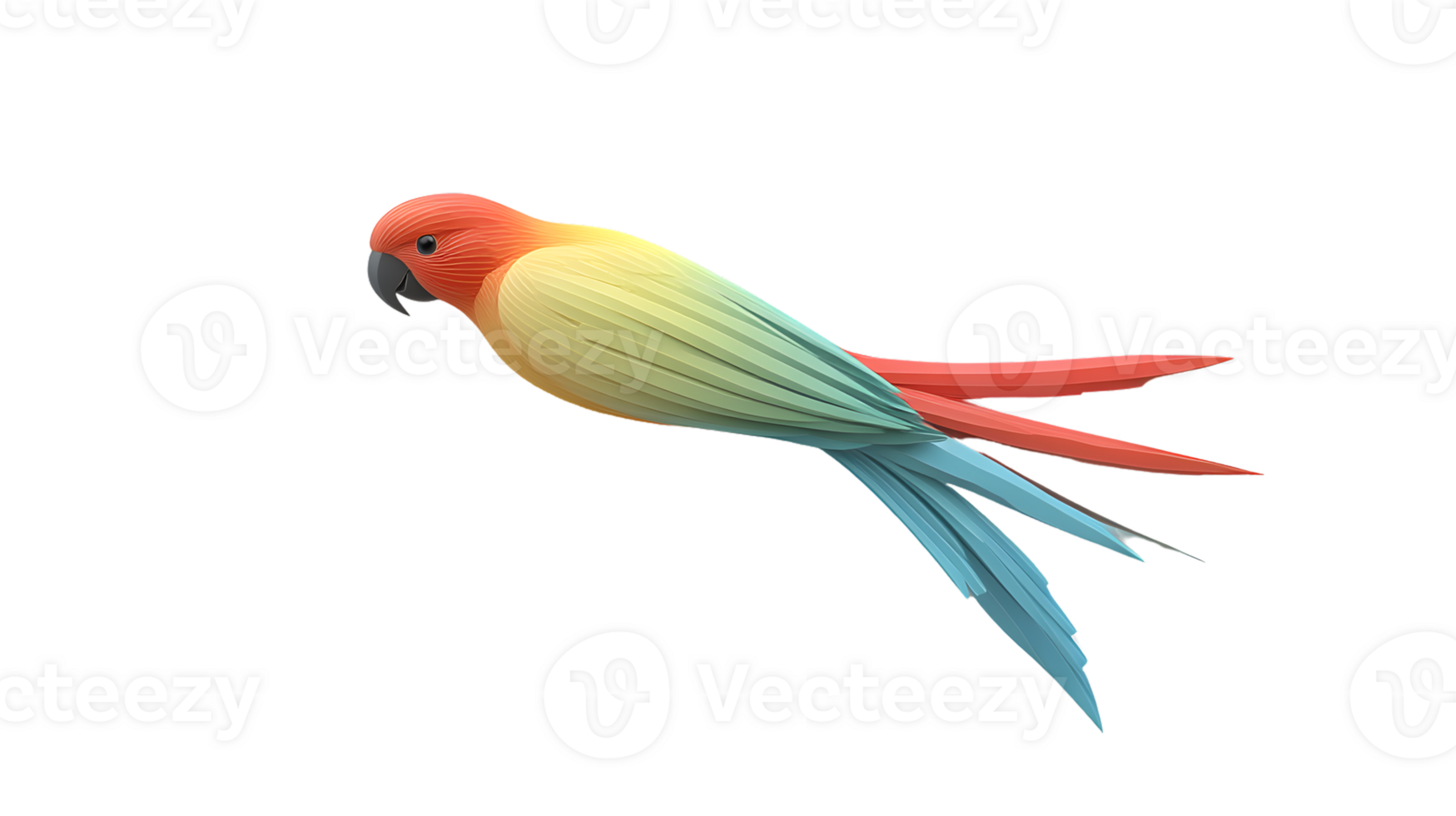 Vibrant Parrot in Flight A Colorful Bird with Gradient Feathers and Dynamic Pose for Nature W png
