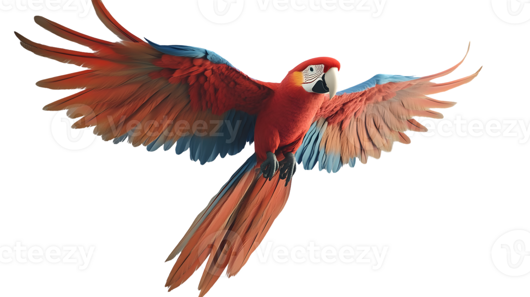 Vibrant Parrot in Flight with Detailed Feathers and Expressive Features png