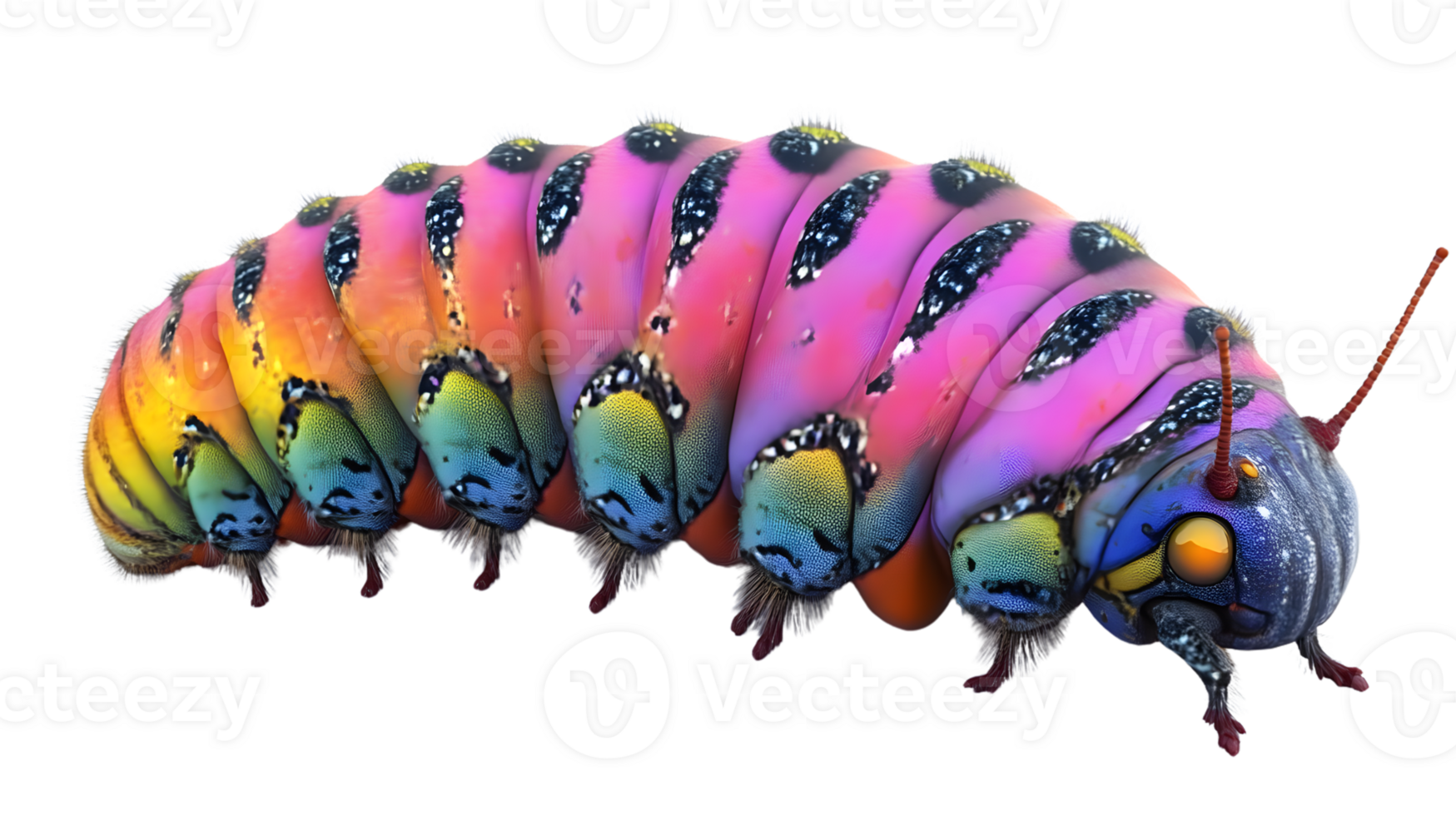 Vibrant Rainbow Caterpillar Colorful Insect Macro Photography Nature CloseUp png