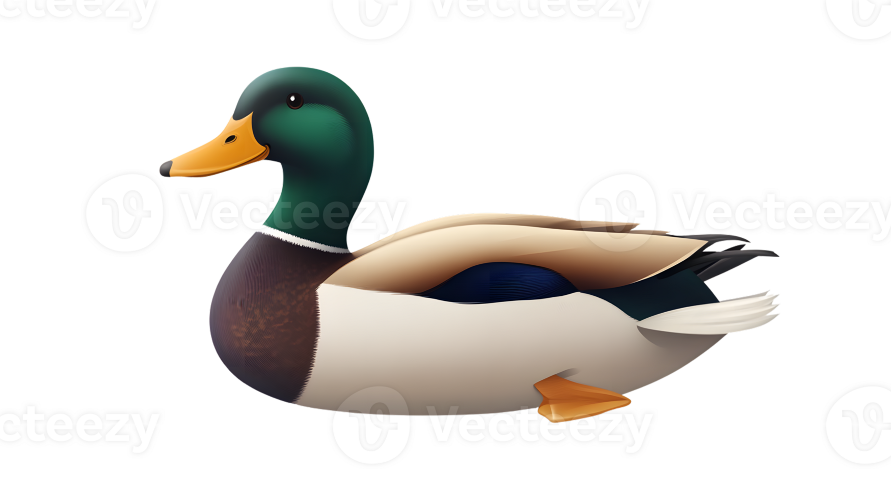 Vibrant Waterfowl with Green Head and Brown Feathers Ideal for Nature and Wildlife Themes png