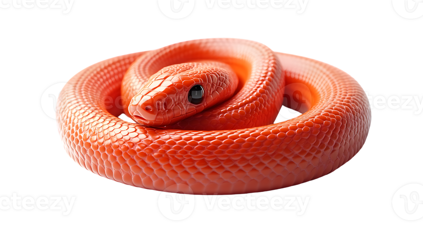Vivid Orange Snake Coiled in a Protective Position Detailed Scales and Intense Eyes for Wildli png