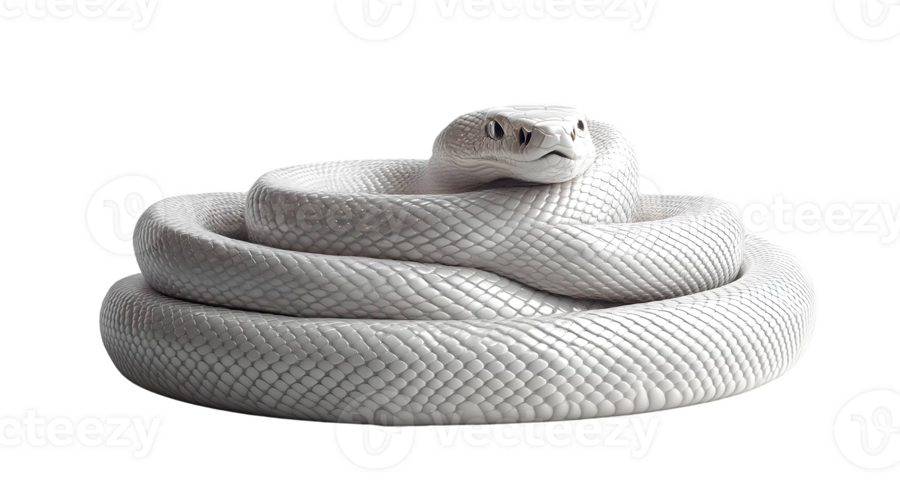 White Coiled Snake on Black Background Detailed and Textured Reptile Image for Nature Wildlif png