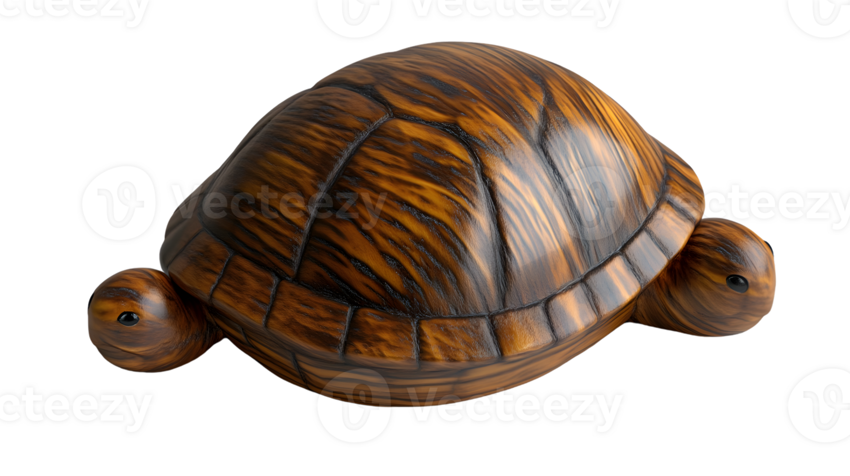 Wooden Turtle Sculpture with Intricate Shell Design for Nature and Craft Themes png
