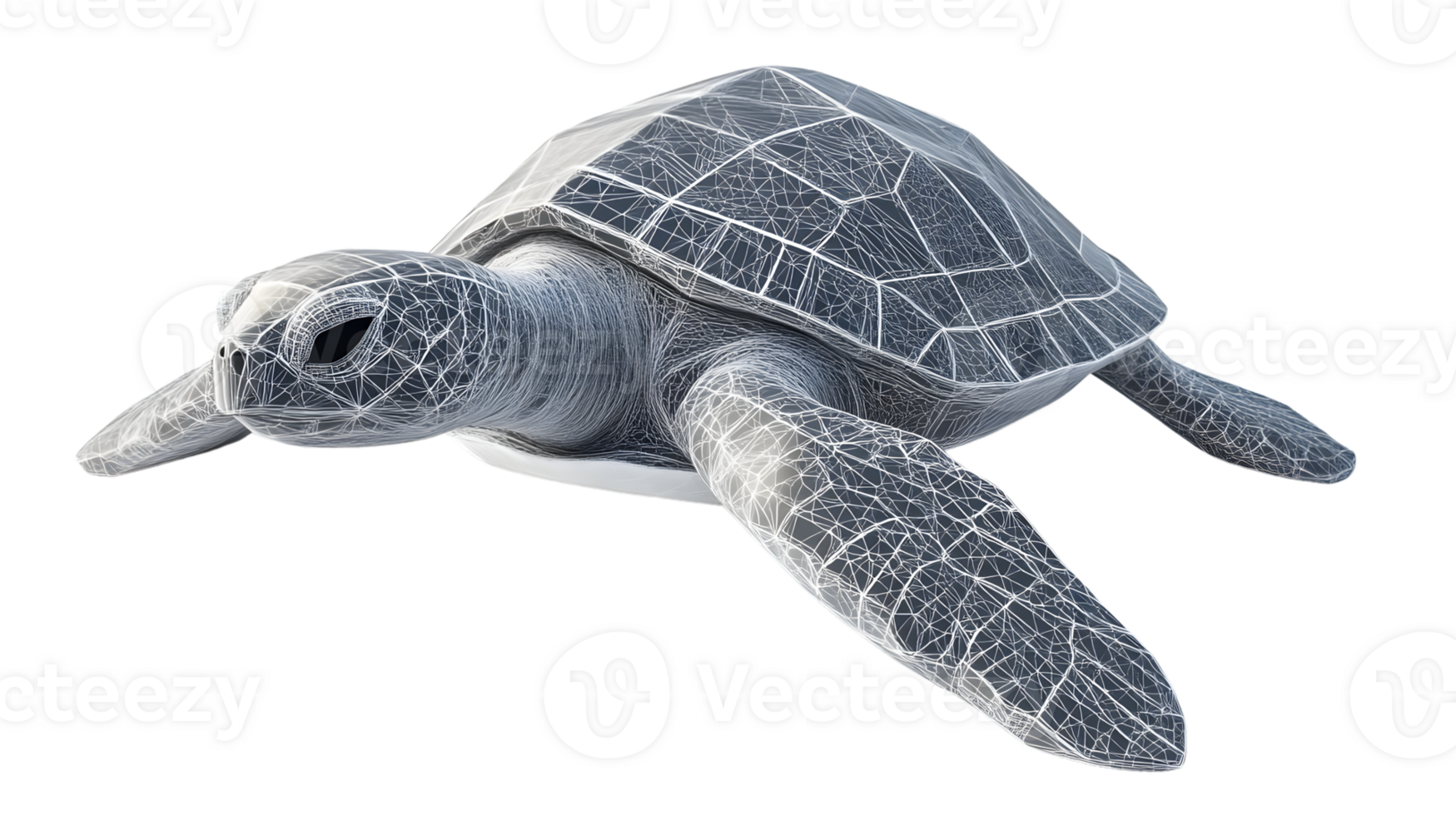 Wireframe Sea Turtle Illustration Digital Artwork Featuring Marine Life with Geometric Pattern png