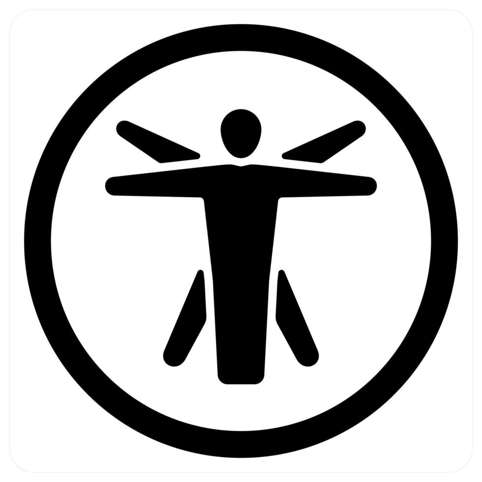 Vitruvian Man icon concept in black color vector