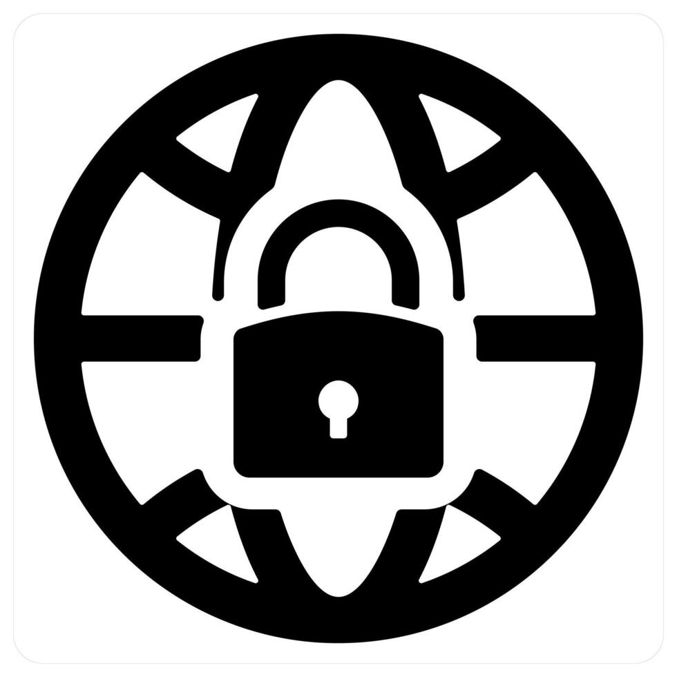 Secured Web icon concept in black color vector