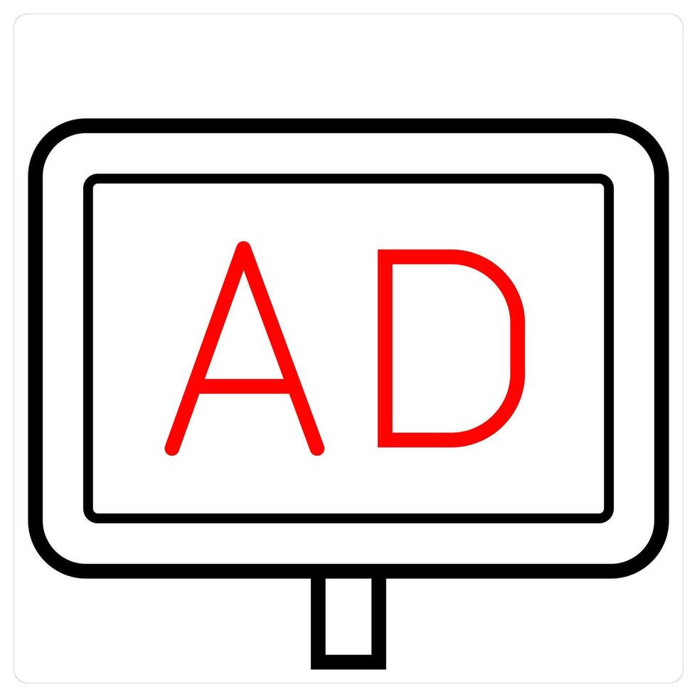 Ad icon concept in red line color vector