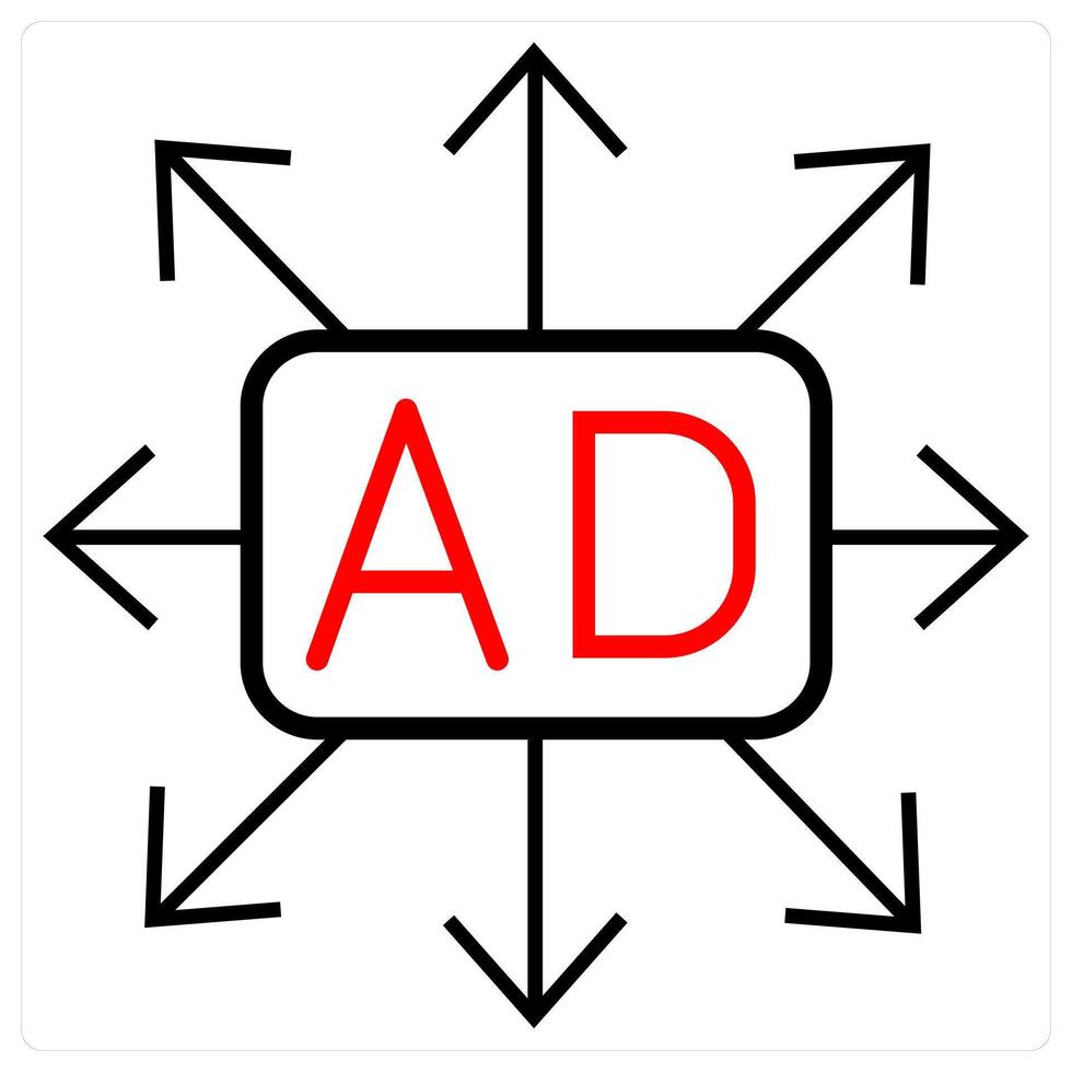 Ad Directions icon concept in red line color vector