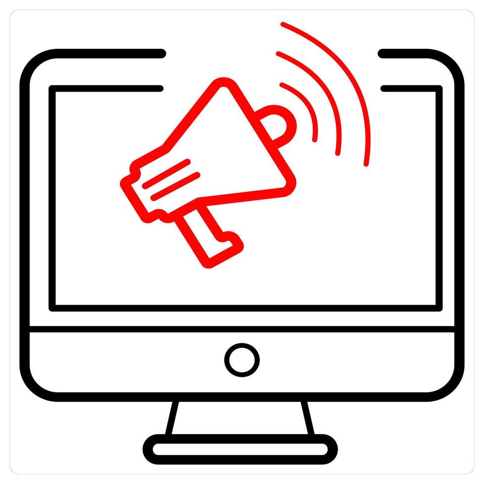 Broadcast icon concept in red line color vector