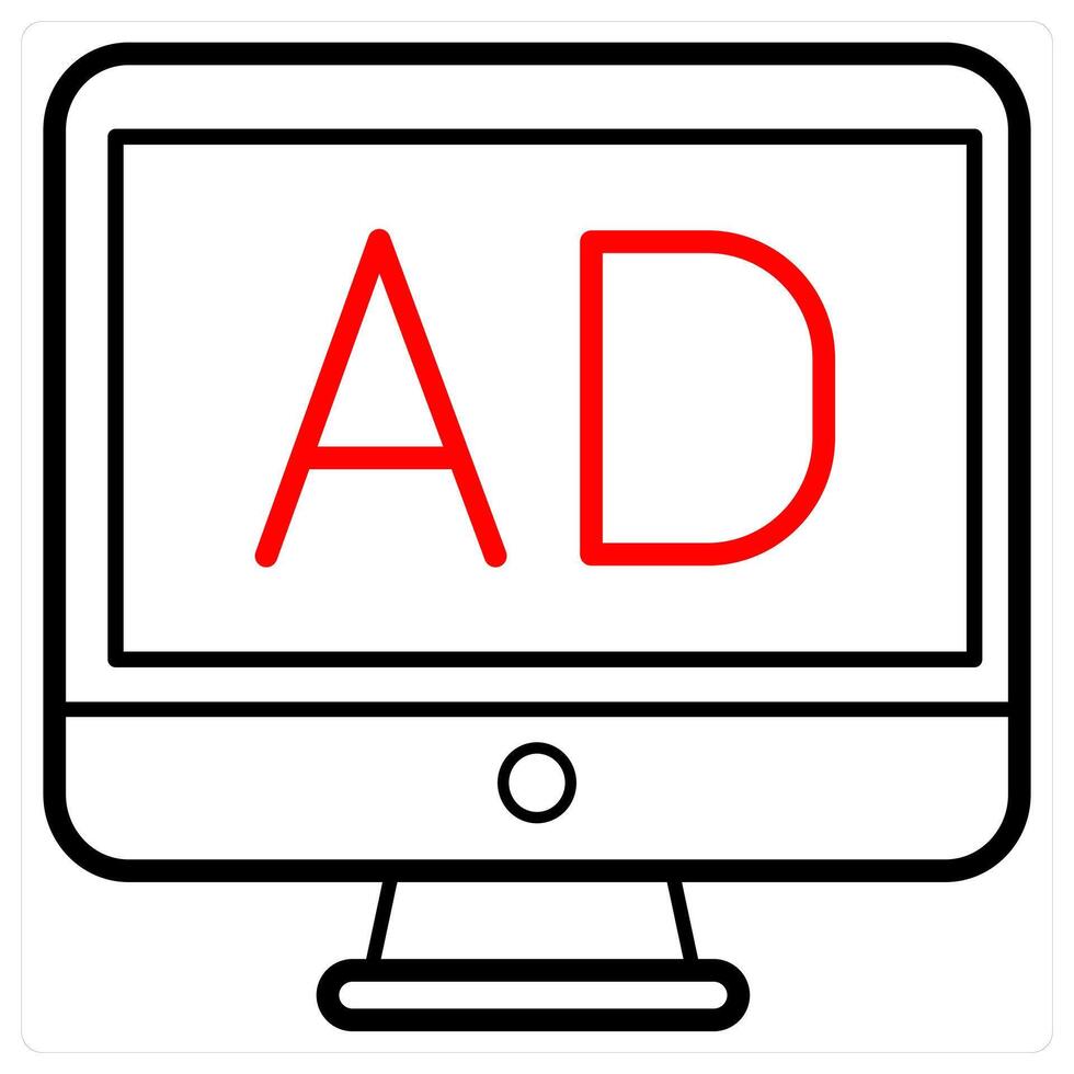 Banner Ad icon concept in red line color vector