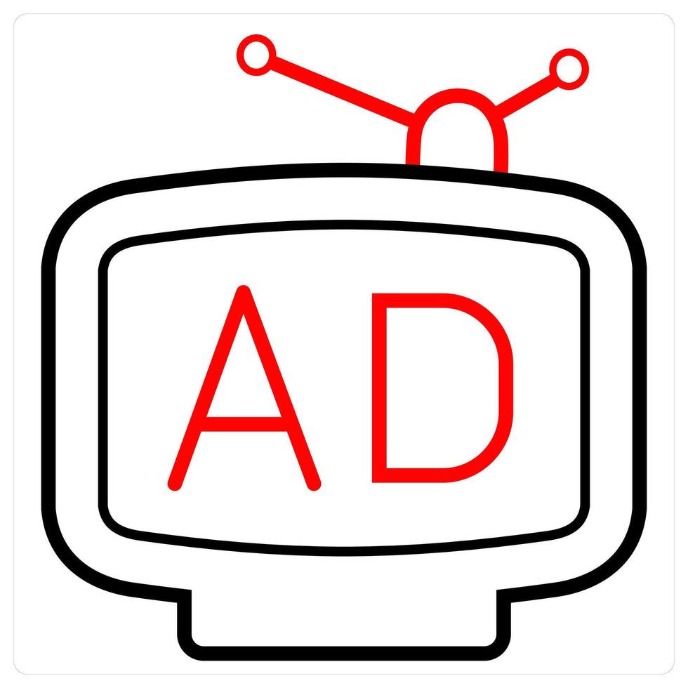 Dish Ad icon concept in red line color vector