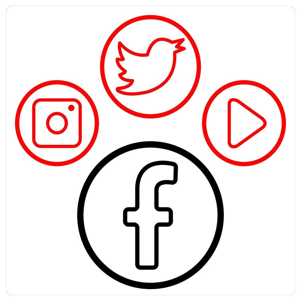 Media Promotion icon concept in red line color vector