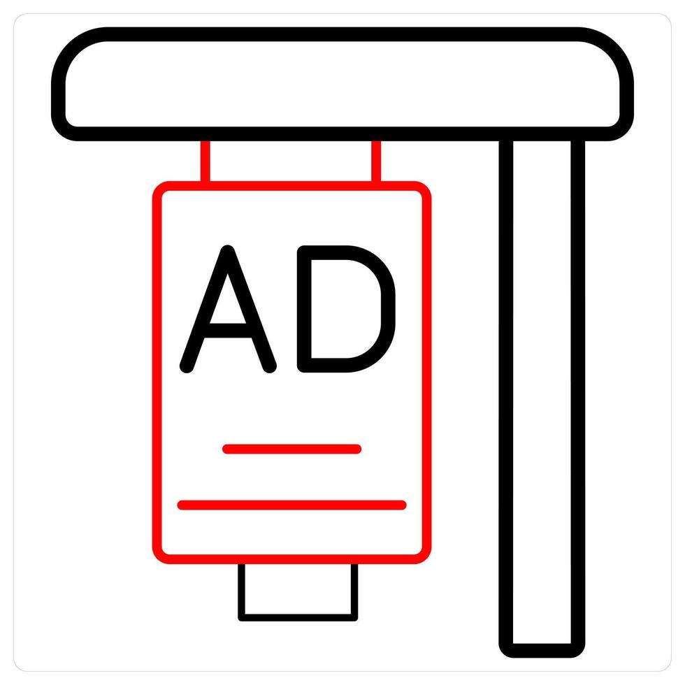 Ad Board and ads icon concept in red line color vector