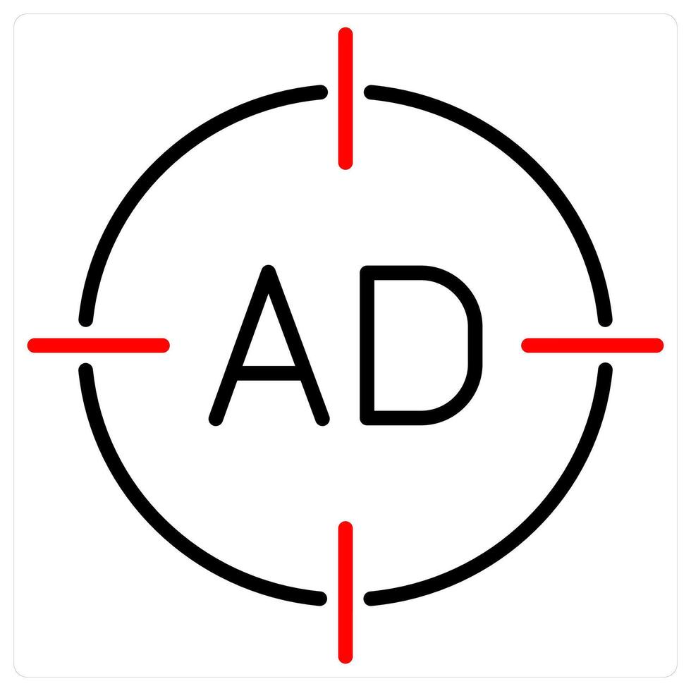 Target Advertisement icon concept in red line color vector