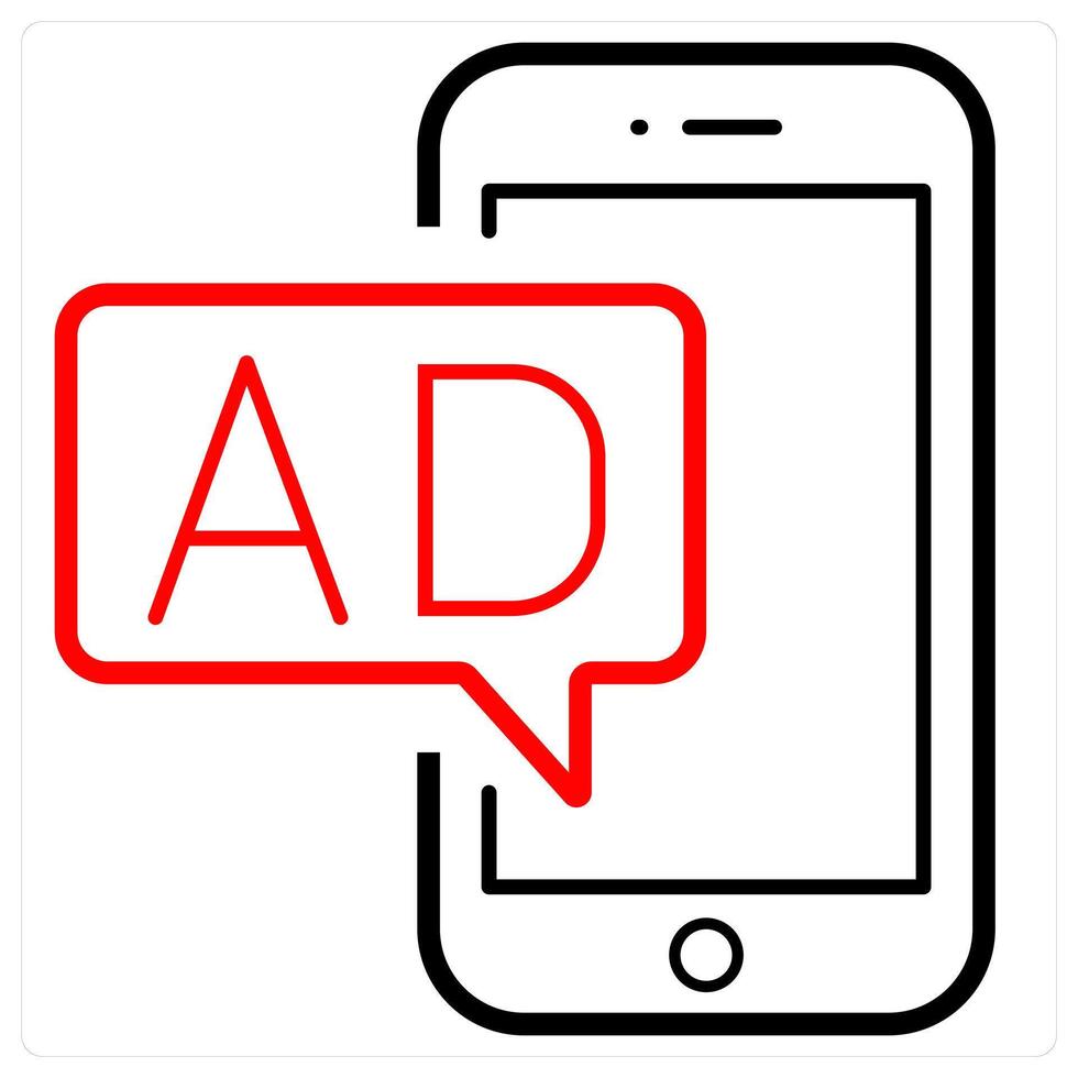 Mobile Advertising icon concept in red line color vector