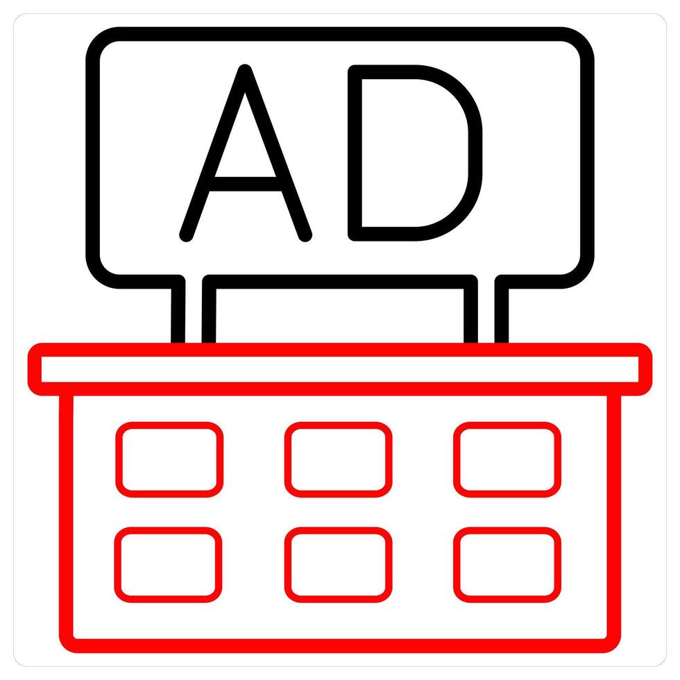 Ad Board icon concept in red line color vector