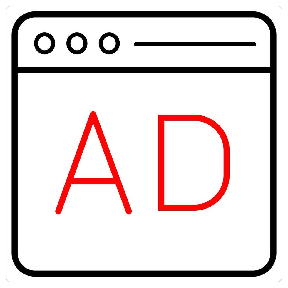 Website Ad icon concept in red line color vector