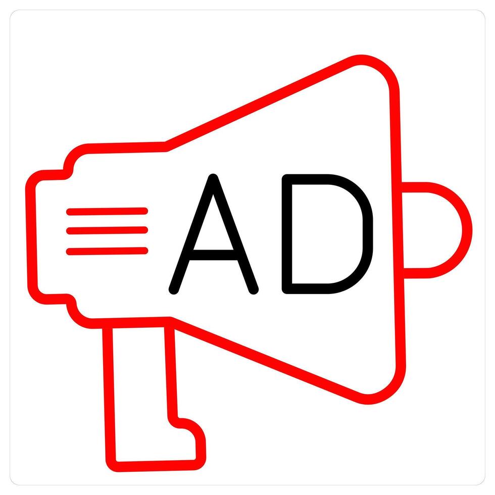 Media Ad icon concept in red line color vector
