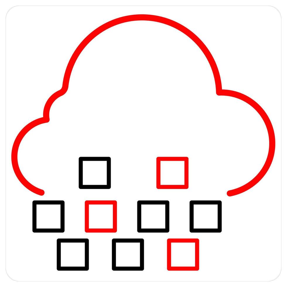 Cloud connection and Big data concept in red line color vector