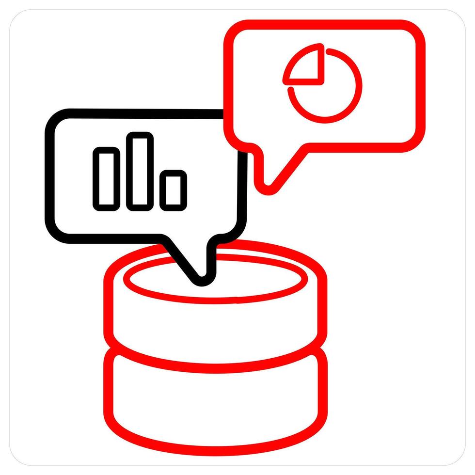 Statistics and analytics icon concept in red line color vector