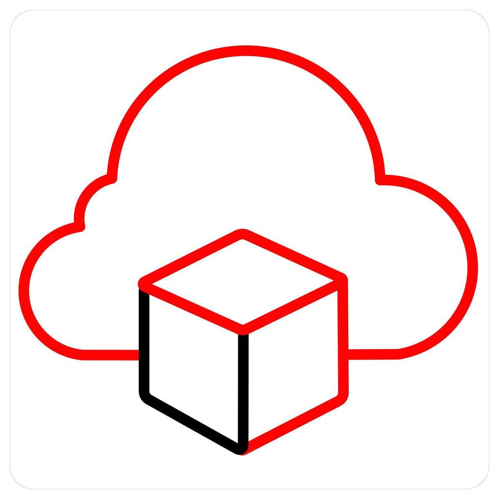 Cloud Storage and Big data icon concept in red line color vector