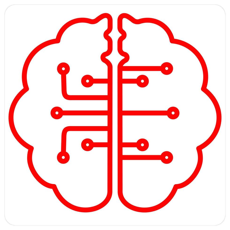 Creative Brain and Big data icon concept in red line color vector