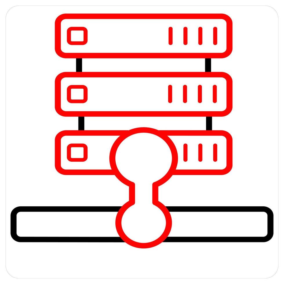 Database server and Big data icon concept in red line color vector