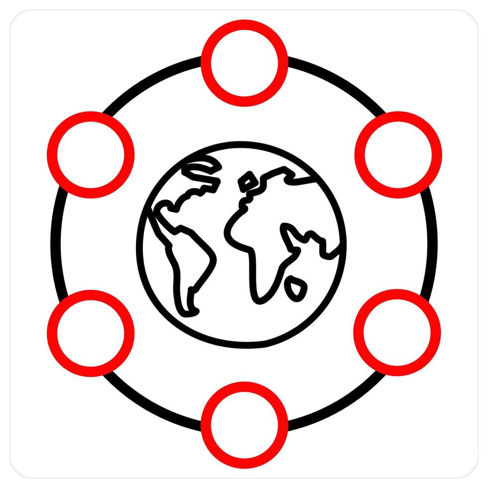 Database and global concept in red line color vector